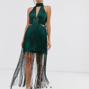 ASOS green fringe dress